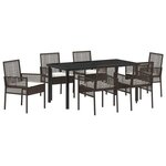 vidaXL Ensemble de salle à manger pour jardin 7 Pièces Marron Poly rotin