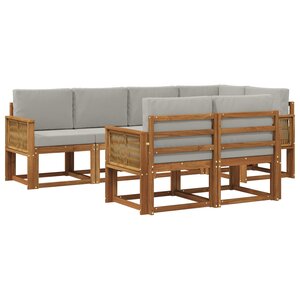 vidaXL Ensemble de canapés d'extérieur 7 pc Naturel et gris clair