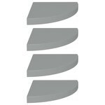 vidaXL Étagères d'angle flottantes 4 Pièces gris 35x35x3 8 cm MDF