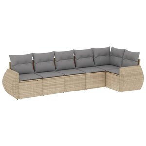 vidaXL Salon de jardin avec coussins 6 Pièces beige résine tressée