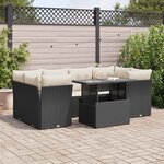 vidaXL Salon de jardin 7 Pièces avec coussins noir résine tressée