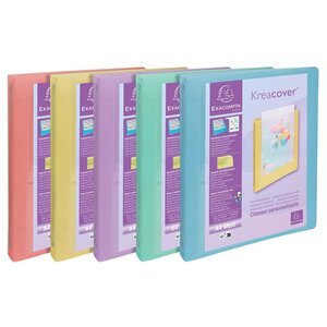 Classeur 4 Anneaux 30mm Polypropylène Kreacover Pastel - A4 Maxi - Couleurs Assorties - X 15 - Exacompta
