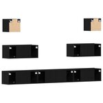 Ensemble de 7 meubles TV vidaXL muraux en bois d'ingénierie chêne noir