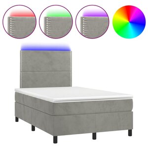 vidaXL Sommier à lattes de lit avec matelas LED gris clair 120x190 cm