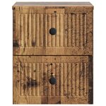 vidaXL Cabinet de chevet mural 2 Pièces Bois ancien 33 x 34 5 x 40 cm