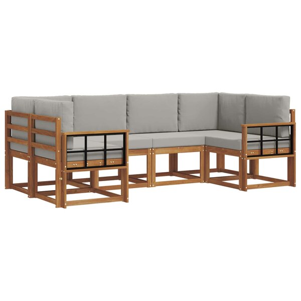 vidaXL Ensemble de canapés d'extérieur 6 pc Gris Naturel et Clair