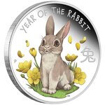 Pièce de monnaie 50 Cents Tuvalu 2023 1/2 once argent BE – Bébé Lapin