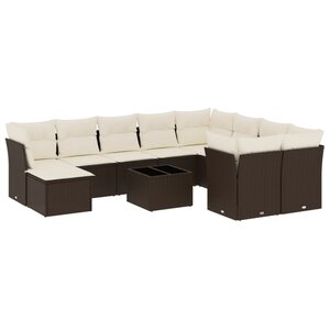 vidaXL Salon de jardin et coussins 11 Pièces marron résine tressée