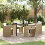 vidaXL Ensemble de salle à manger pour jardin 5 Pièces Beige polyrotin