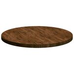 vidaXL Plateau de table Marron foncé Ø 90 x 4 cm Bois de chêne massif