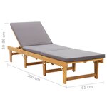 vidaXL Chaise longue pliante avec coussin Bois d'acacia solide