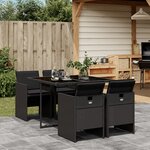 vidaXL Ensemble à manger de jardin coussins 5Pièces Noir Résine tressée