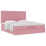 vidaXL Cadre de lit ottoman avec matelas rose 160x200 cm velours