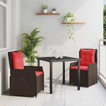 vidaXL Ensemble de salle à manger pour jardin 3 Pièces Marron Poly rotin