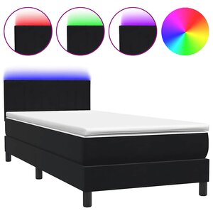 vidaXL Sommier à lattes de lit avec matelas et LED noir 80x220 cm velours