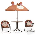 vidaXL Ensemble de bistro avec parasol pour enfants 3 Pièces Marron