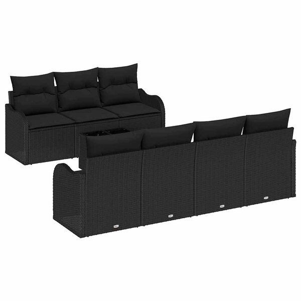 vidaXL Ensemble de canapé de jardin 8 Pièces Noir 55 x 55 x 37 cm