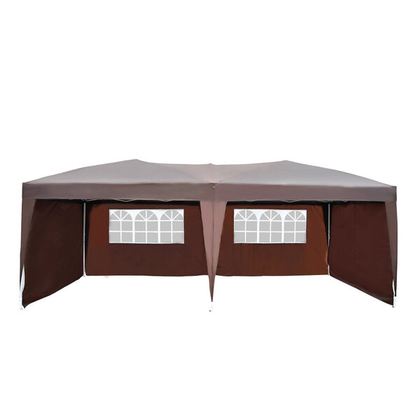 Tonnelle barnum tente de réception pliante pop up 6 x 3 x 2 55 m + sac de transport chocolat