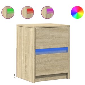 vidaXL Armoires de chevet et lumières LED 2 Pièces chêne sonoma