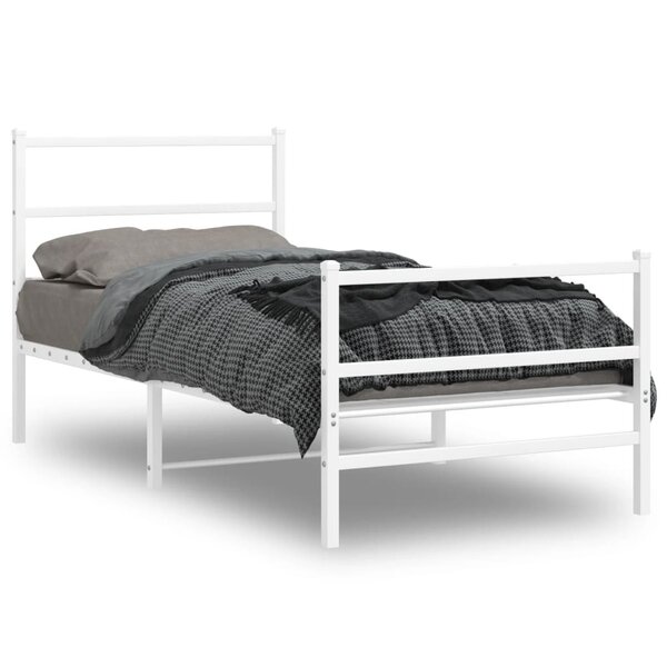 vidaXL Cadre de lit métal sans matelas avec pied de lit blanc 90x200cm