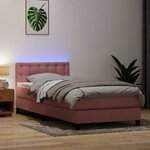 vidaXL Sommier à lattes de lit avec matelas et LED rose 90x210 cm velours