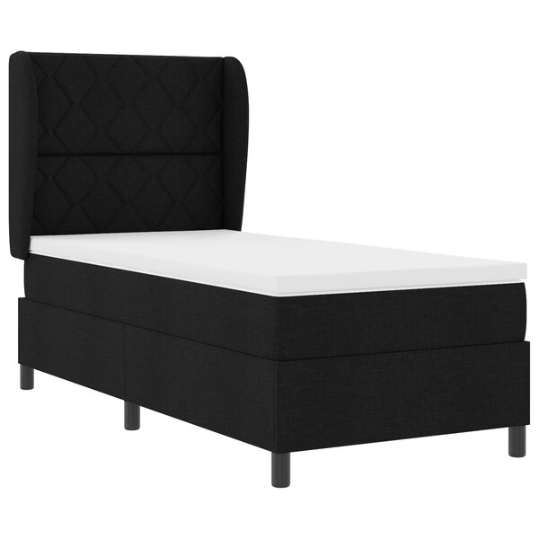 vidaXL Lit avec matelas à ressorts noir 90 x 190 cm en tissu