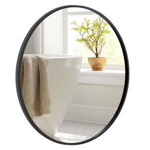 Miroir rond 61 cm miroir mural avec cadre en métal mat brossé antirouille pour décoration minimaliste moderne noir 20_0008926