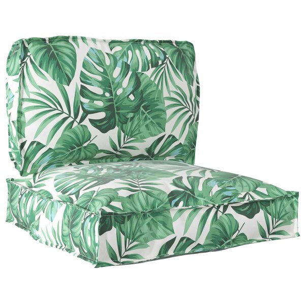 vidaXL Set de coussins de palette Tissu Oxford Motif Feuille Verte