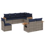 vidaXL Salon de jardin 8 Pièces avec coussins gris résine tressée