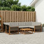vidaXL Ensemble de canapés d'extérieur 7 Pièces Naturel et gris clair