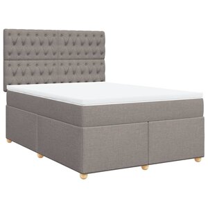 vidaXL Sommier à lattes de lit avec matelas Taupe 140x200 cm Tissu