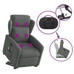 vidaXL Fauteuil inclinable de massage électrique Gris foncé Tissu