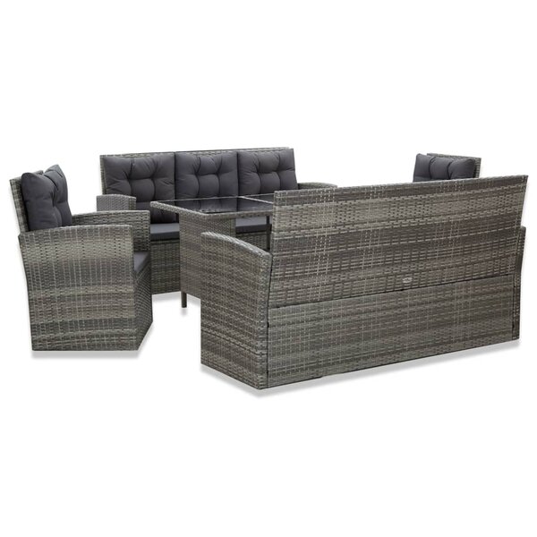 vidaXL Ensemble à manger d'extérieur 5Pièces coussins Résine tressée Gris