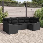 vidaXL Ensemble de canapé de jardin avec coussin 6 Pièces Noir