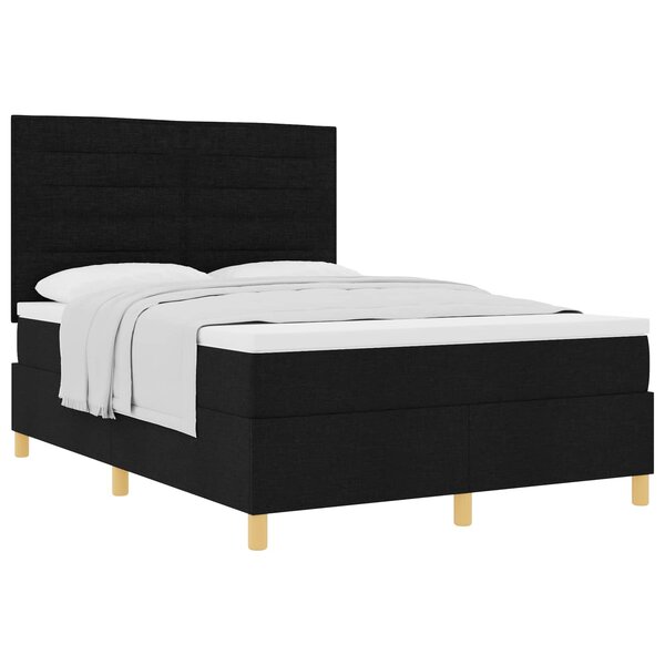 vidaXL Lit à ressorts avec matelas Noir 160 x 200 cm tissu