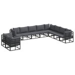 vidaXL Ensemble de canapé de jardin 10 pc Noir Aluminium