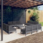 vidaXL Salon de jardin 13 Pièces avec coussins anthracite bois de pin