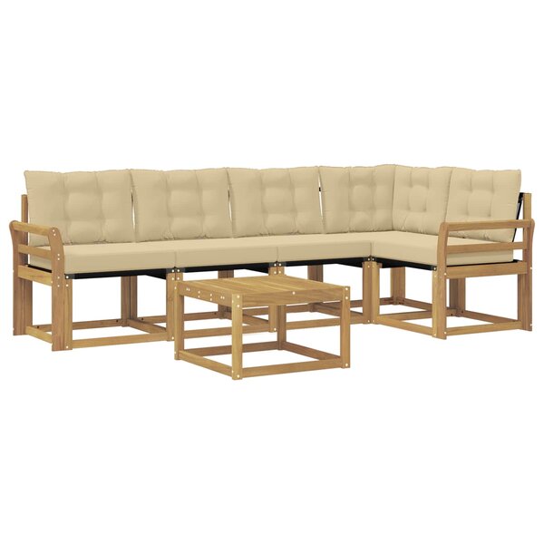 vidaXL Ensemble de canapés d'extérieur 6 Pièces Blanc et Beige
