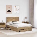 vidaXL Cadre de lit Chêne artisanal 120 x 190 cm Bois d'ingénierie