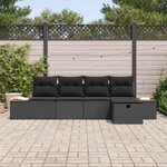 vidaXL Ensemble de canapé de jardin 5 Pièces Noir Poly rotin