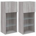 vidaXL Meubles TV avec lumières LED 2 Pièces sonoma gris 40 5x30x90 cm