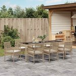 vidaXL Ensemble de salle à manger pour jardin 9 Pièces Beige Poly rotin