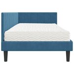 vidaXL Cadre de lit d'angle avec matelas Bleu 90 x 190 cm Velours