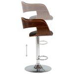 vidaXL Tabouret de bar Gris Bois courbé et tissu