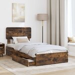 vidaXL Lit de Rangement Chêne fumé 75 x 190 cm Bois d'ingénierie