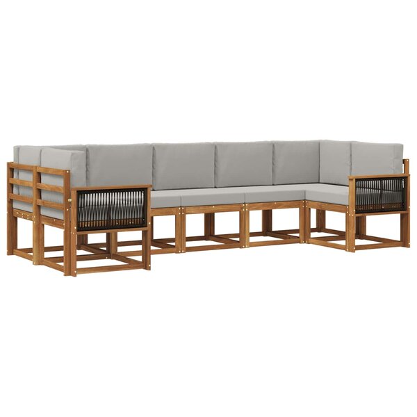 vidaXL Ensemble de canapés d'extérieur 7 Pièces Naturel et gris clair