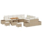 vidaXL Ensemble de canapé de jardin avec coussin 13 Pièces Beige  Crème