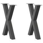 vidaXL Pieds de table à manger en forme de X  2 pièces  anthracite  60 x (72-73) cm  acier
