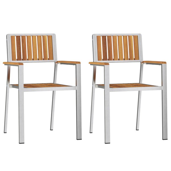 vidaXL Chaises de jardin empilables 2 Pièces en bois d'acacia et acier inoxydable
