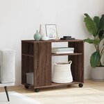vidaXL Table d'appoint avec roues chêne marron bois d'ingénierie